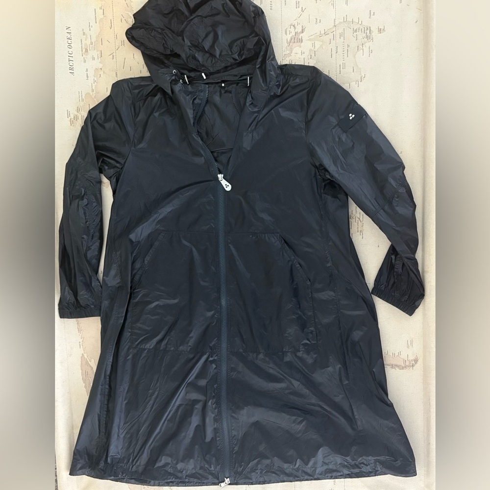 Peuterey Full Length Windbreaker Jacket Hooded Size 40 Black - Picture 6 of 16